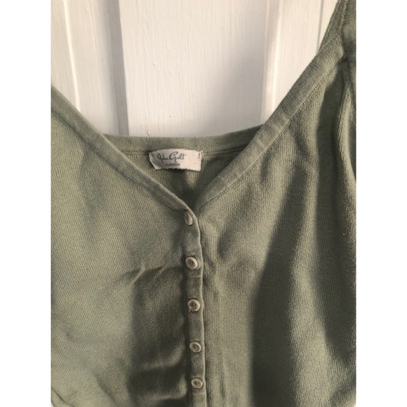 John Galt Brandy Melville Sage Green Button Knit Cami Tank Top minimalist OSFA - Picture 3 of 4
